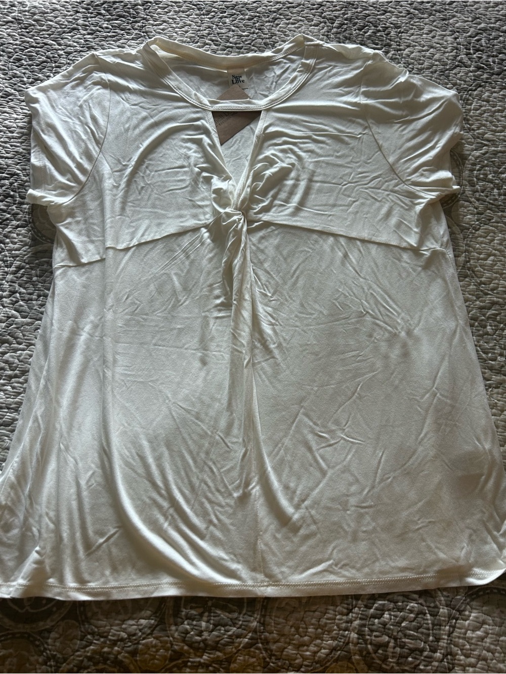 Sew In Love Cream Tie-Front Short Sleeve Top